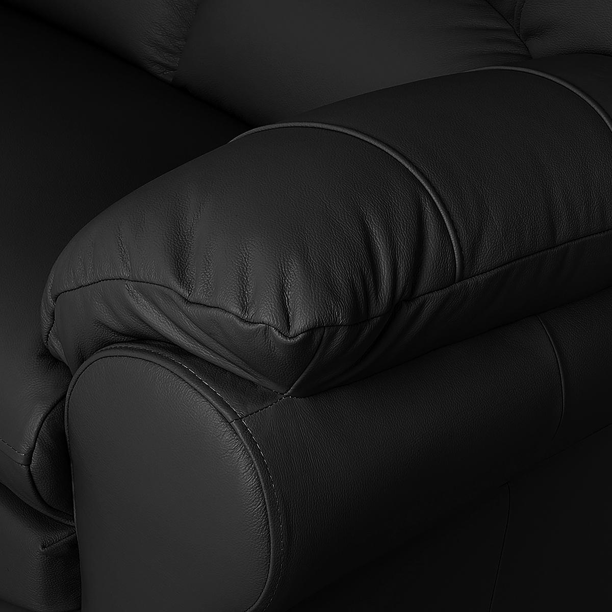 3-Sitzer-Sofa Oslo Schwarz B: 205 cm - Schwarz, Design, Leder (205/92/85cm) - Livetastic
