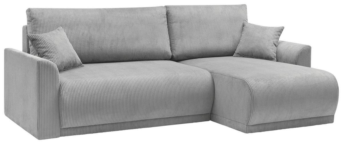 Rohová sedačka KIM L146, oboustranná, šedý manšestr - šedá, Moderní, dřevo (233/146cm)