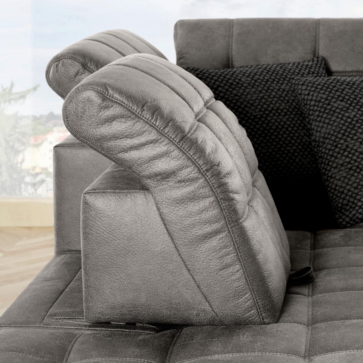 Rohová sedačka PANAMA, ľavá, sivobéžová - čierna/sivobéžová, Konventionell, kov/textil (216/89-102/304cm) - Premium Living