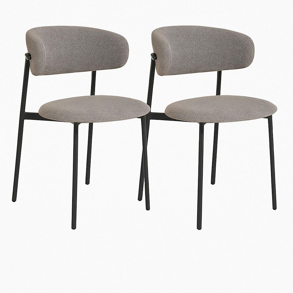 Stuhl-set Mira Hellgrau B: 55 Cm - Hellgrau/Schwarz, MODERN, Textil/Metall (55/79,5/59cm) - MID.YOU