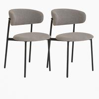 Stuhl-set Mira Hellgrau B: 55 Cm - Hellgrau/Schwarz, MODERN, Textil/Metall (55/79,5/59cm) - MID.YOU