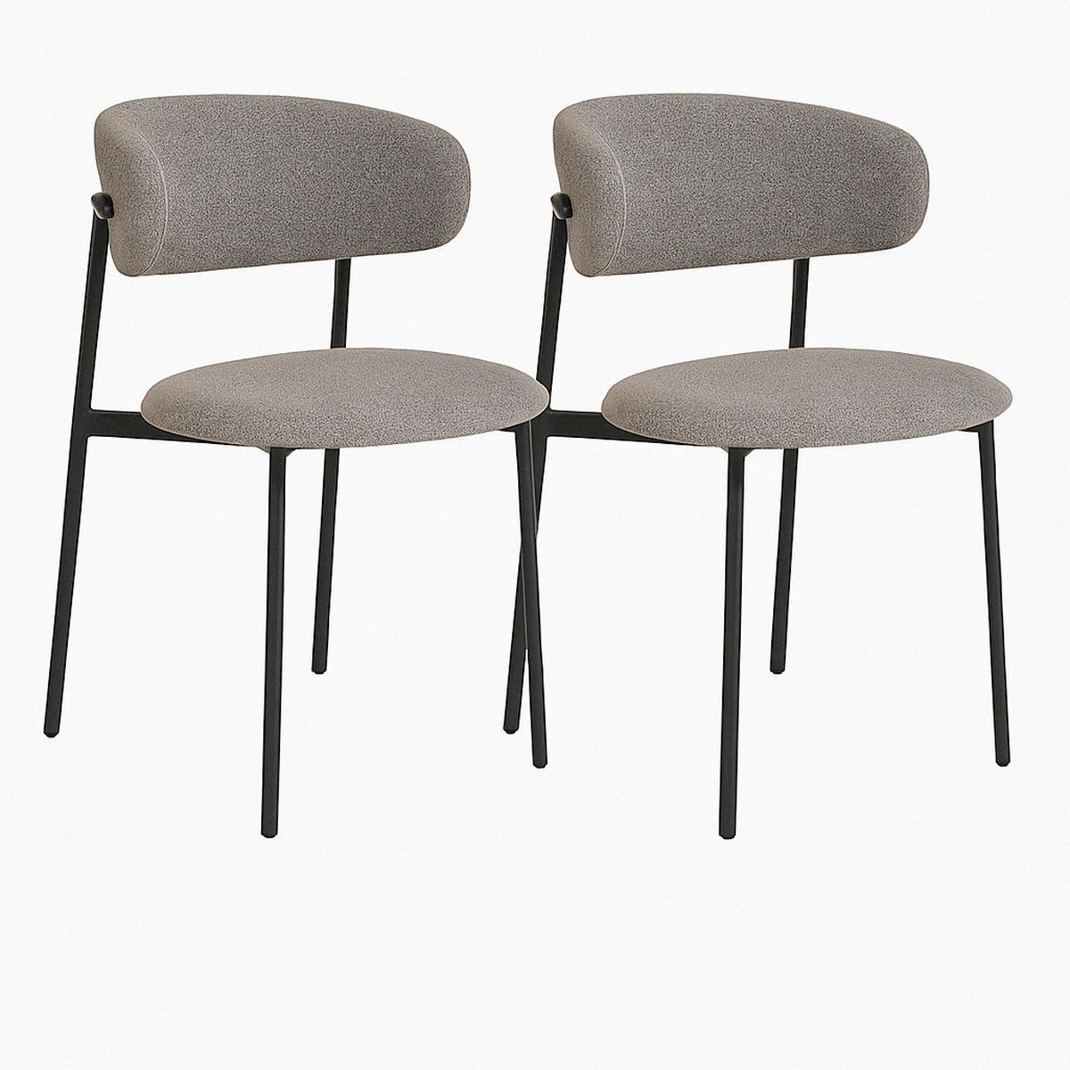 Stuhl-set Mira Hellgrau B: 55 Cm - Hellgrau/Schwarz, MODERN, Textil/Metall (55/79,5/59cm) - MID.YOU