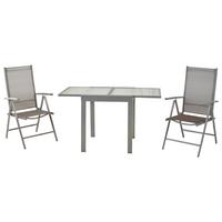 Gartenmöbel Set 3-tlg Amalfi Aus Metall/kunststoff - Silberfarben/Braun, MODERN, Kunststoff/Metall - Gardenson