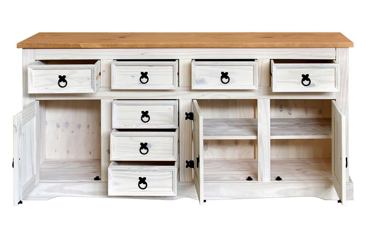 Sideboard Weiß B: 174cm - Weiß, Natur, Holz (174/84/44cm) - Livetastic