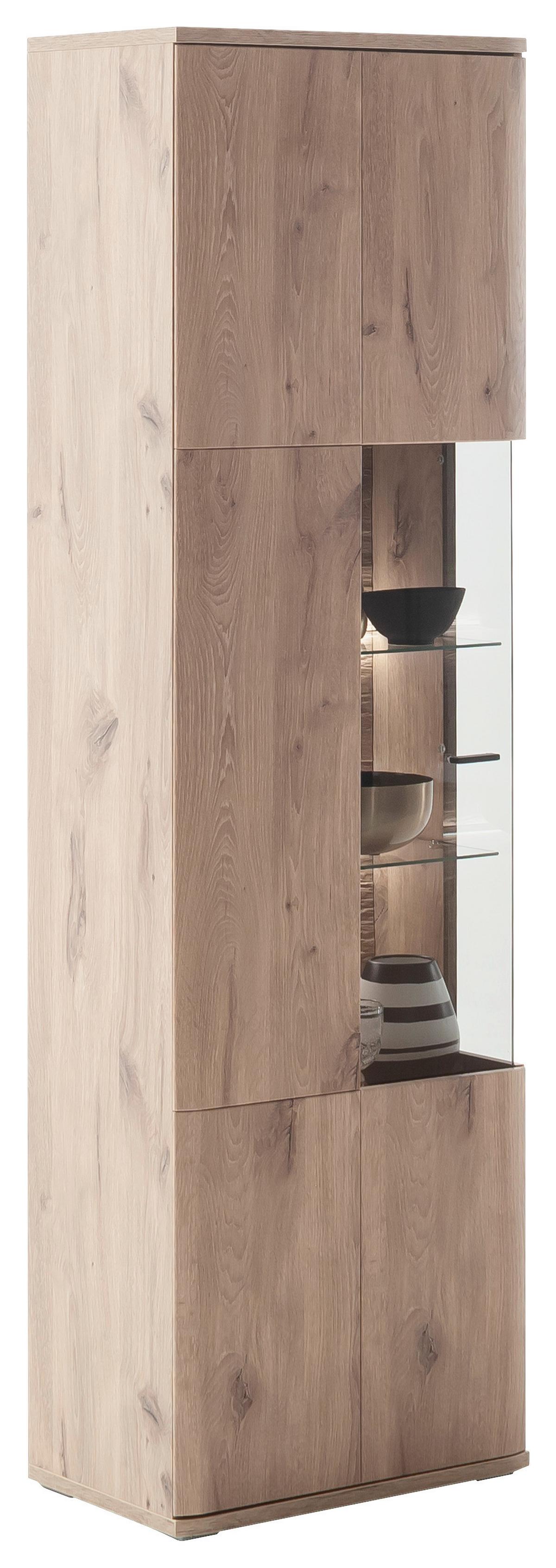 Vitrine Prato Eichefarben B 60 cm - Eichefarben, Design, Glas/Holzwerkstoff (60/199/37cm) - MID.YOU