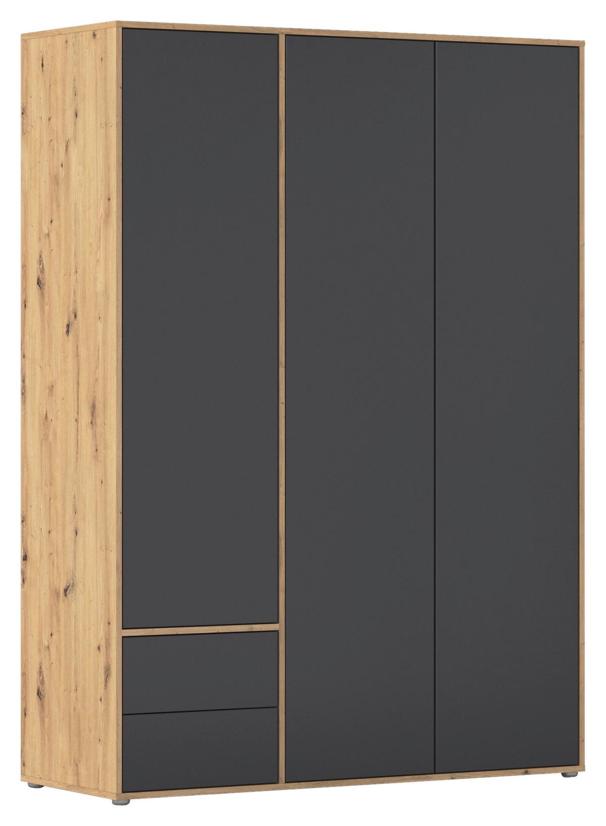 Drehtürenschrank Nabila Grau Eiche Artisan Dek. - Eiche Artisan/Grau, MODERN, Holzwerkstoff (140/194/53cm) - Rauch Möbel