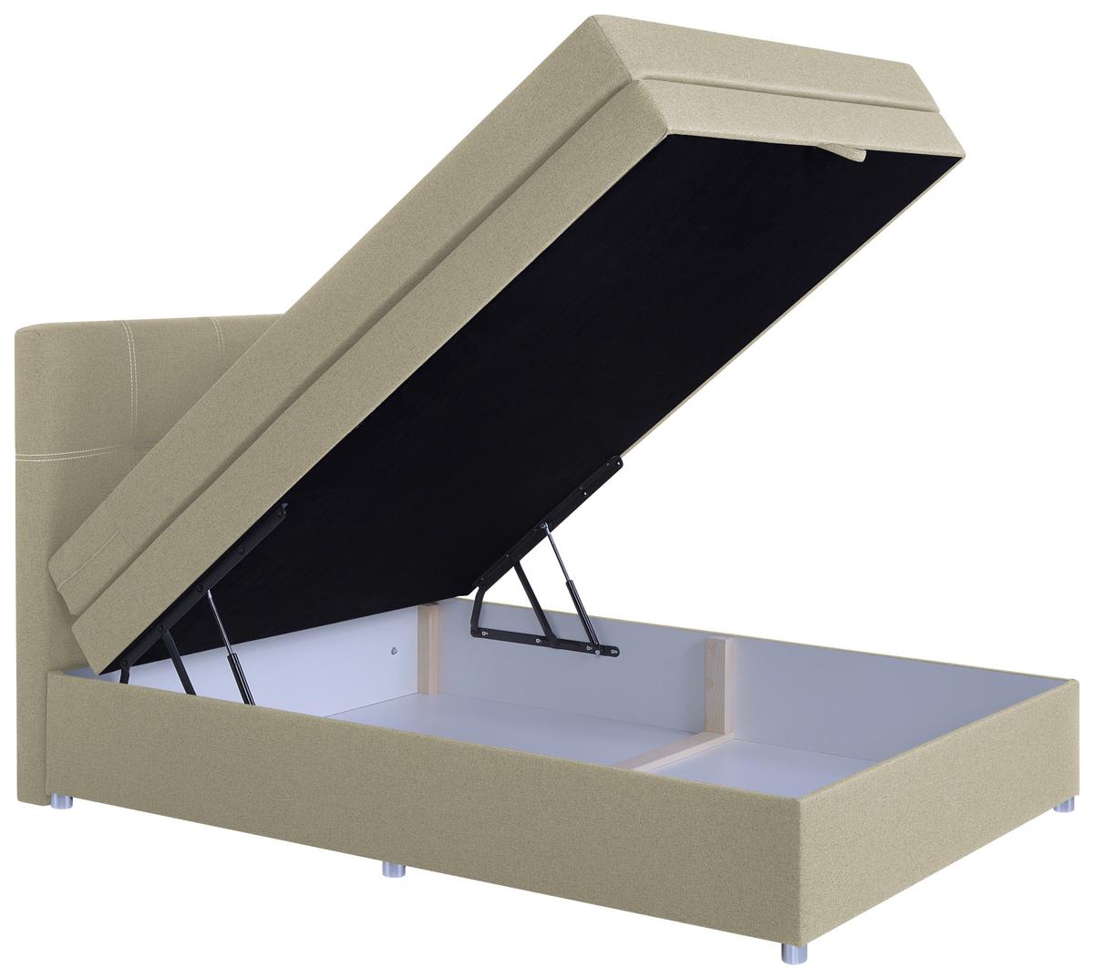 Boxspringbett Royal 140x200 Beige - Chromfarben/Beige, MODERN, Holzwerkstoff/Textil (140/200cm)