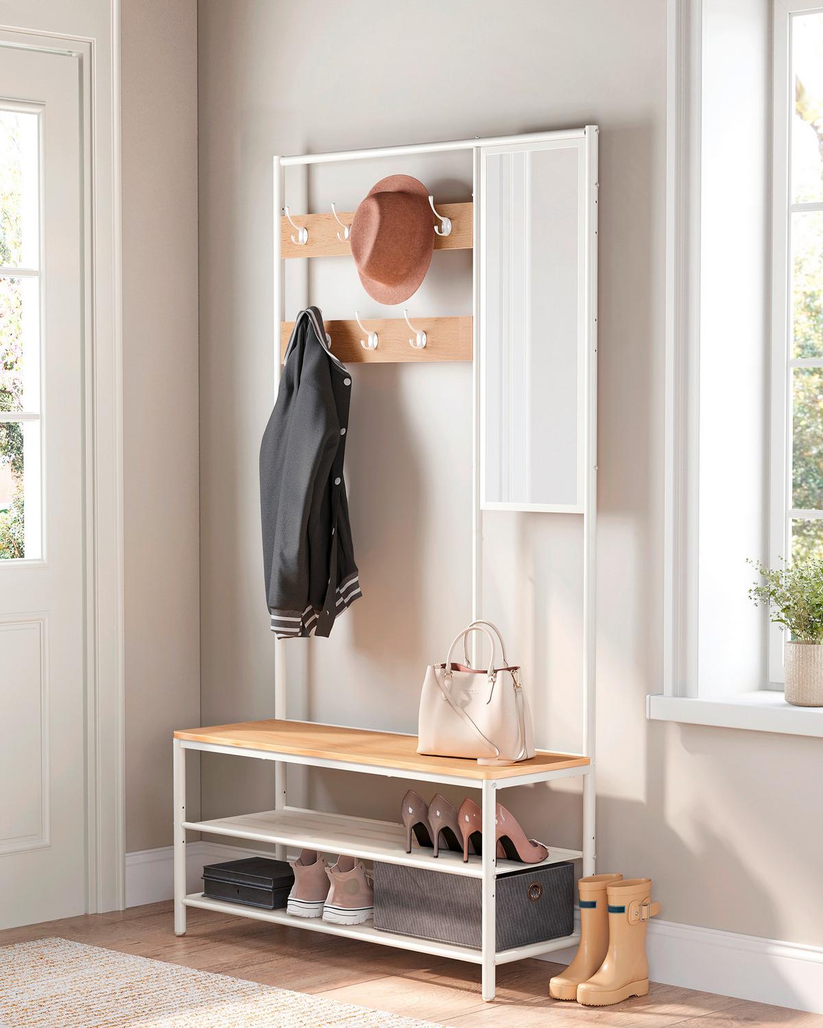 Garderobe Hsr415w09 - Braun/Weiß, Trend, Holzwerkstoff (98/180/35cm) - MID.YOU