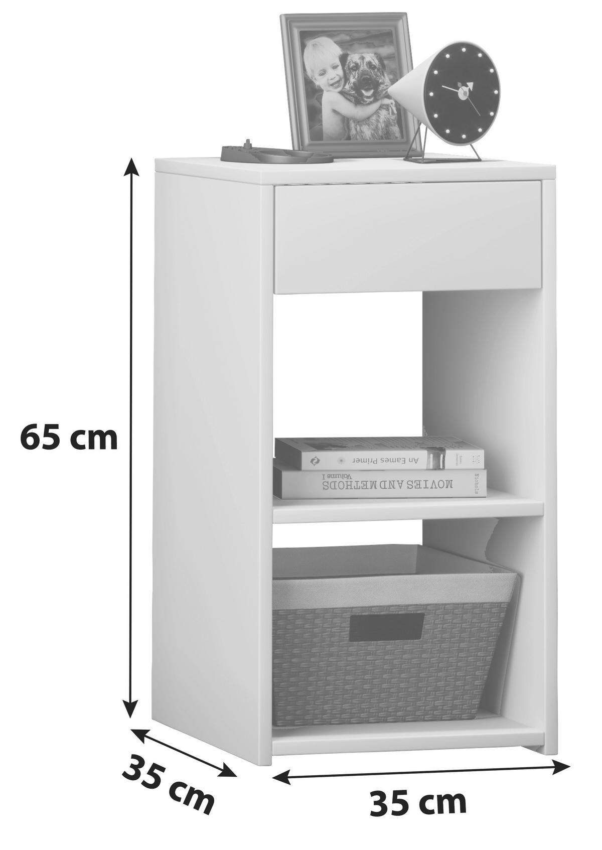 Noční stolek Sledo Maxi v bílé barvě - bílá, Konvenční, kompozitní dřevo (35/65/35cm) - MID.YOU
