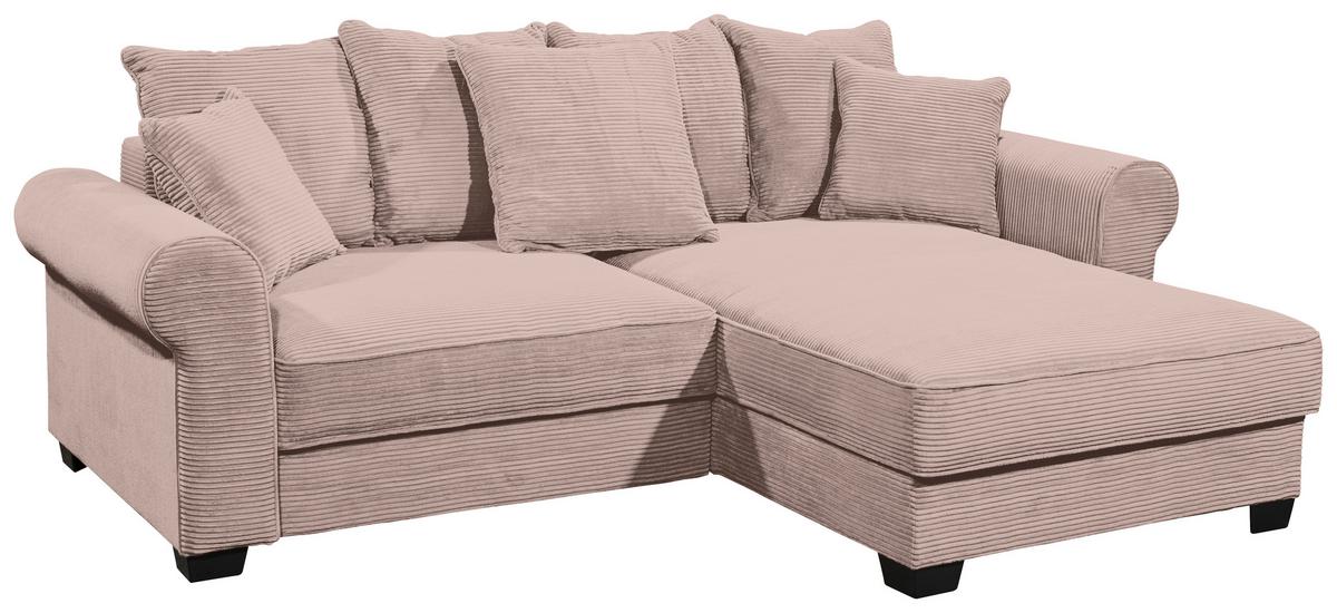 Ecksofa Maureen Rosa S: 255/185 Cm - Schwarz/Rosa, KONVENTIONELL, Textil (255/185cm) - MID.YOU