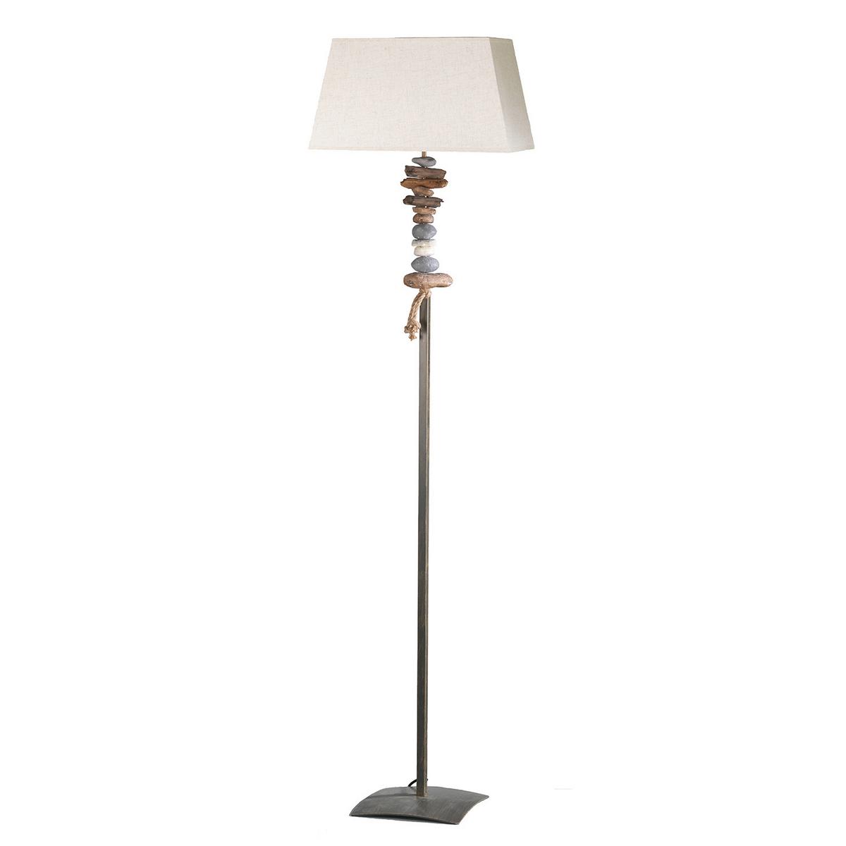 Stehleuchte 4848/pt - Schwarz/Weiß, Natur, Textil/Stein (45/25/170cm)