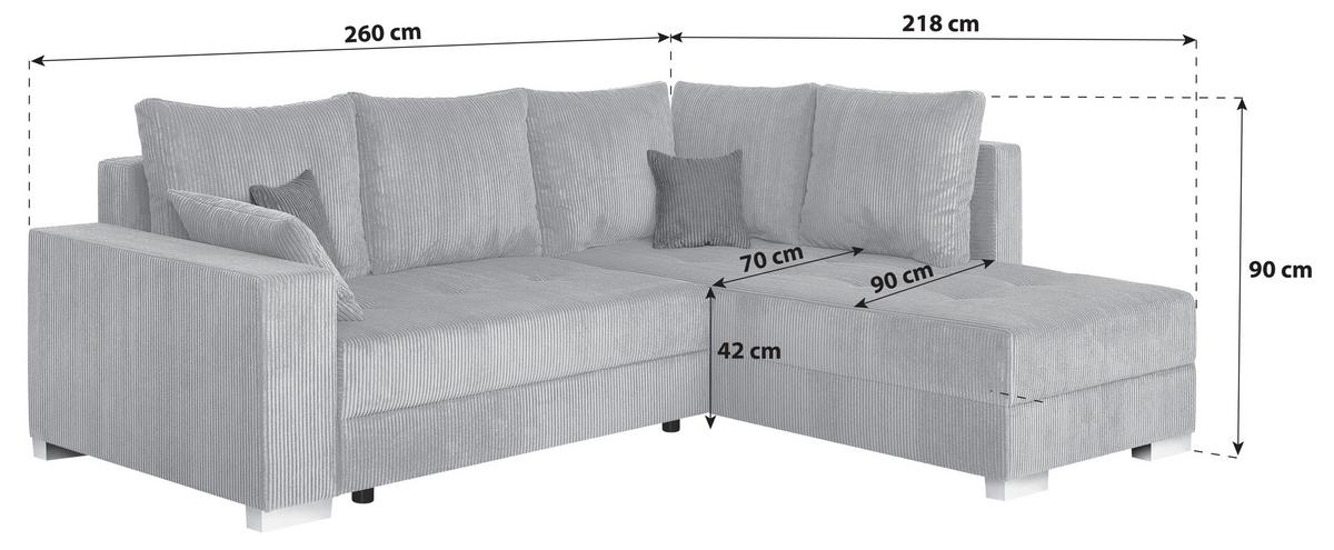 Univerzálna sedačka LARS, sivohnedý / tmavosivý menč. - čierna/chrómová, Design, kompozitné drevo/textil (260/218cm) - P & B