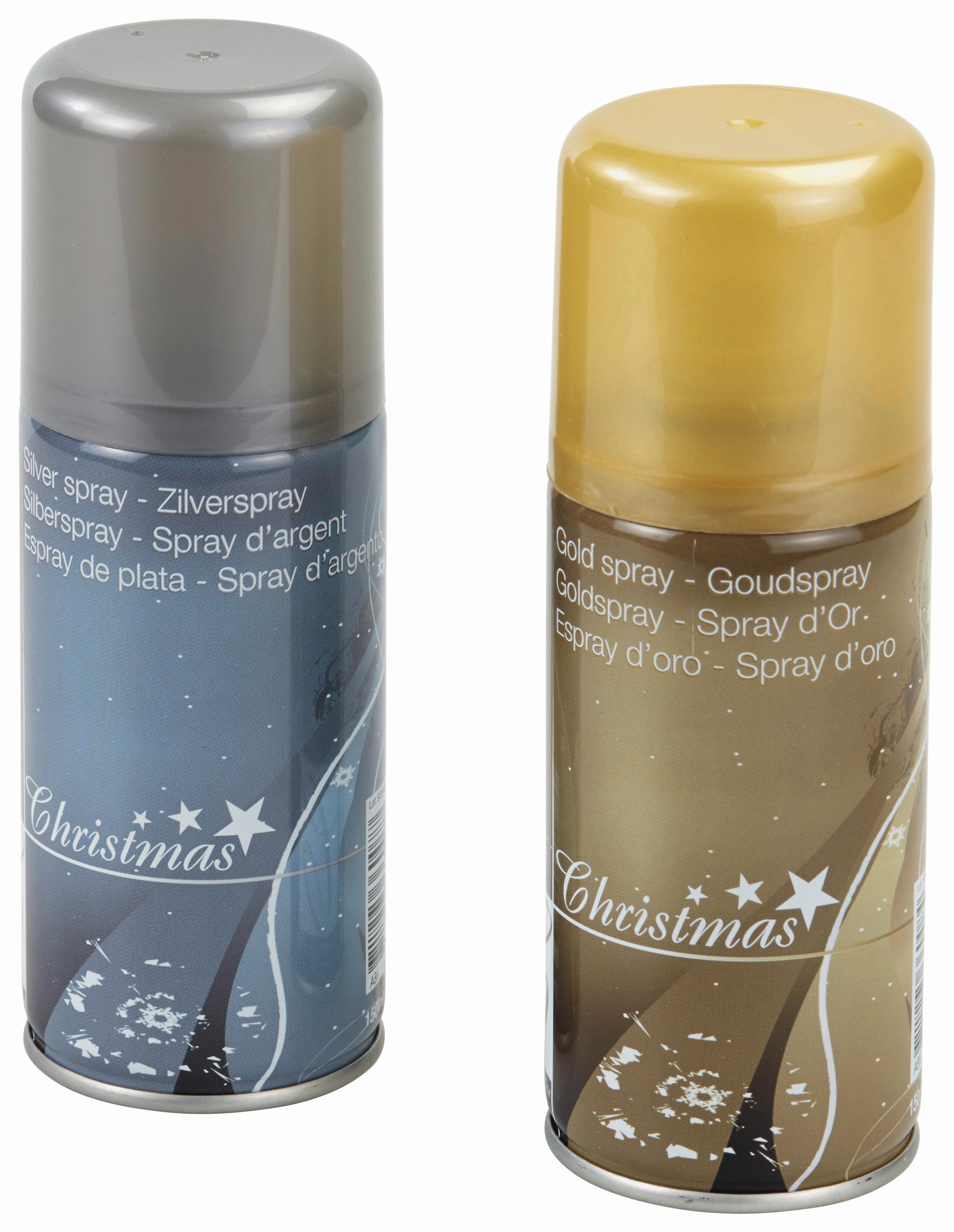 Glitzerspray Gold/Silber Sort. Inhalt:  150 ml Indoor - Silberfarben/Goldfarben, KONVENTIONELL, Kunststoff (150ml)