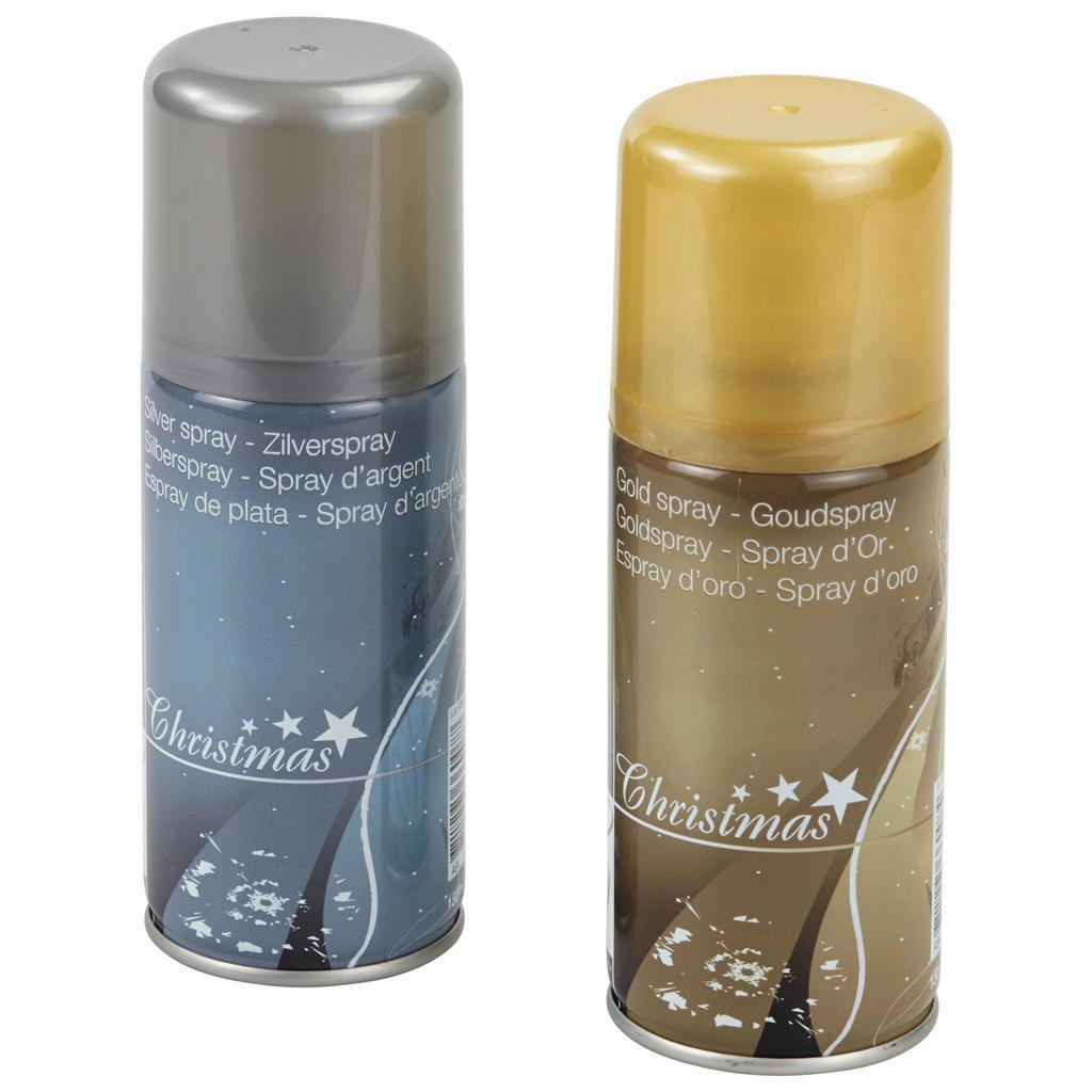 Glitzerspray Gold/Silber Sort. Inhalt: 150 ml Indoor