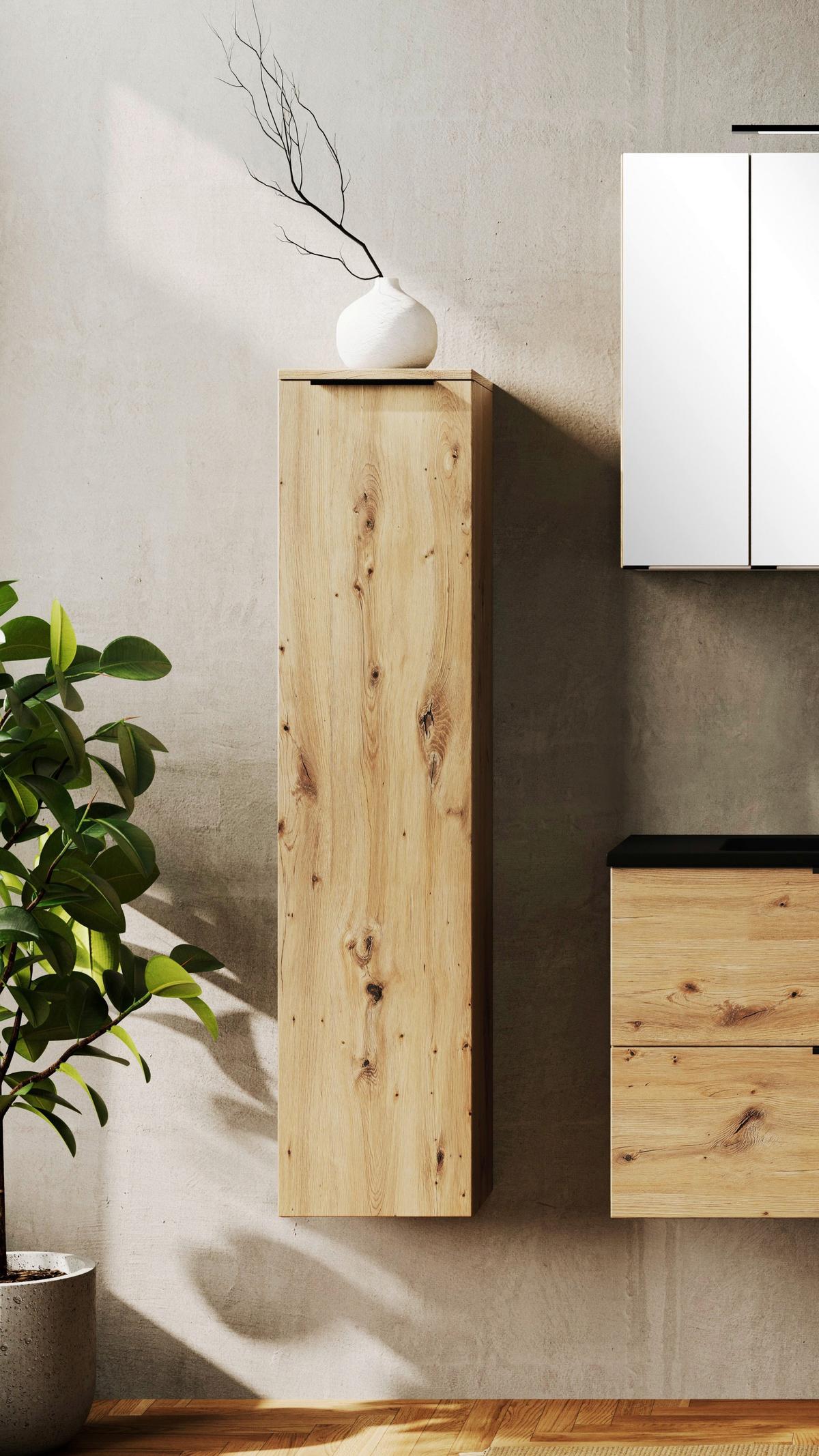 Midischrank Sevilla Eiche Artisan Dekor - Schwarz/Eiche Artisan, MODERN, Holzwerkstoff (30/130/35cm) - Held