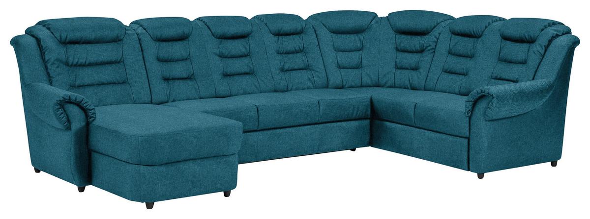 Wohnlandschaft Boston Blau Chenille - Blau/Schwarz, KONVENTIONELL, Textil (165/333/216cm) - Livetastic