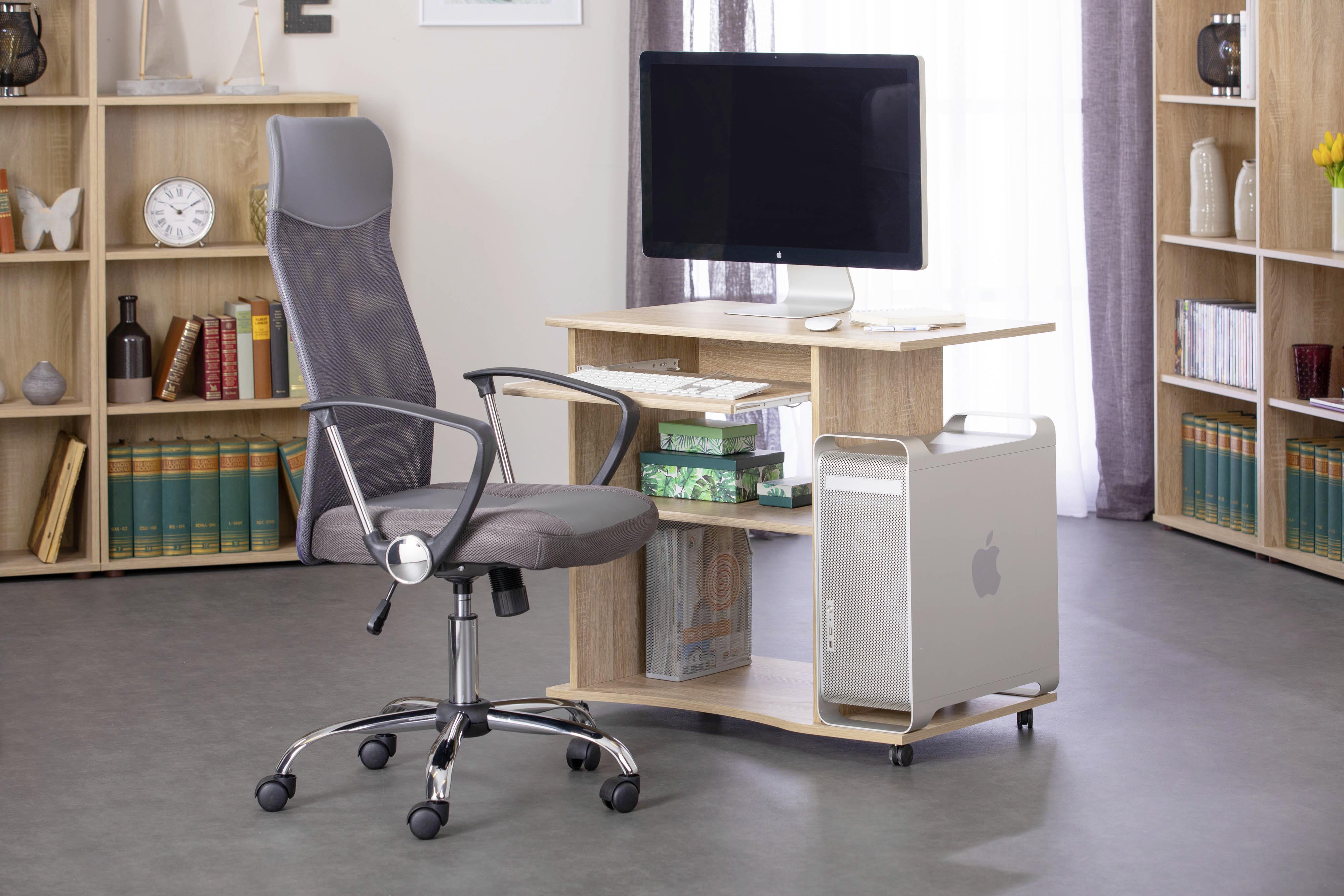 Computertisch mit Auszug B 80 cm H 75 cm Durini, Eiche Dekor - Sonoma Eiche, KONVENTIONELL, Holzwerkstoff/Kunststoff (80/50/75cm) - MID.YOU