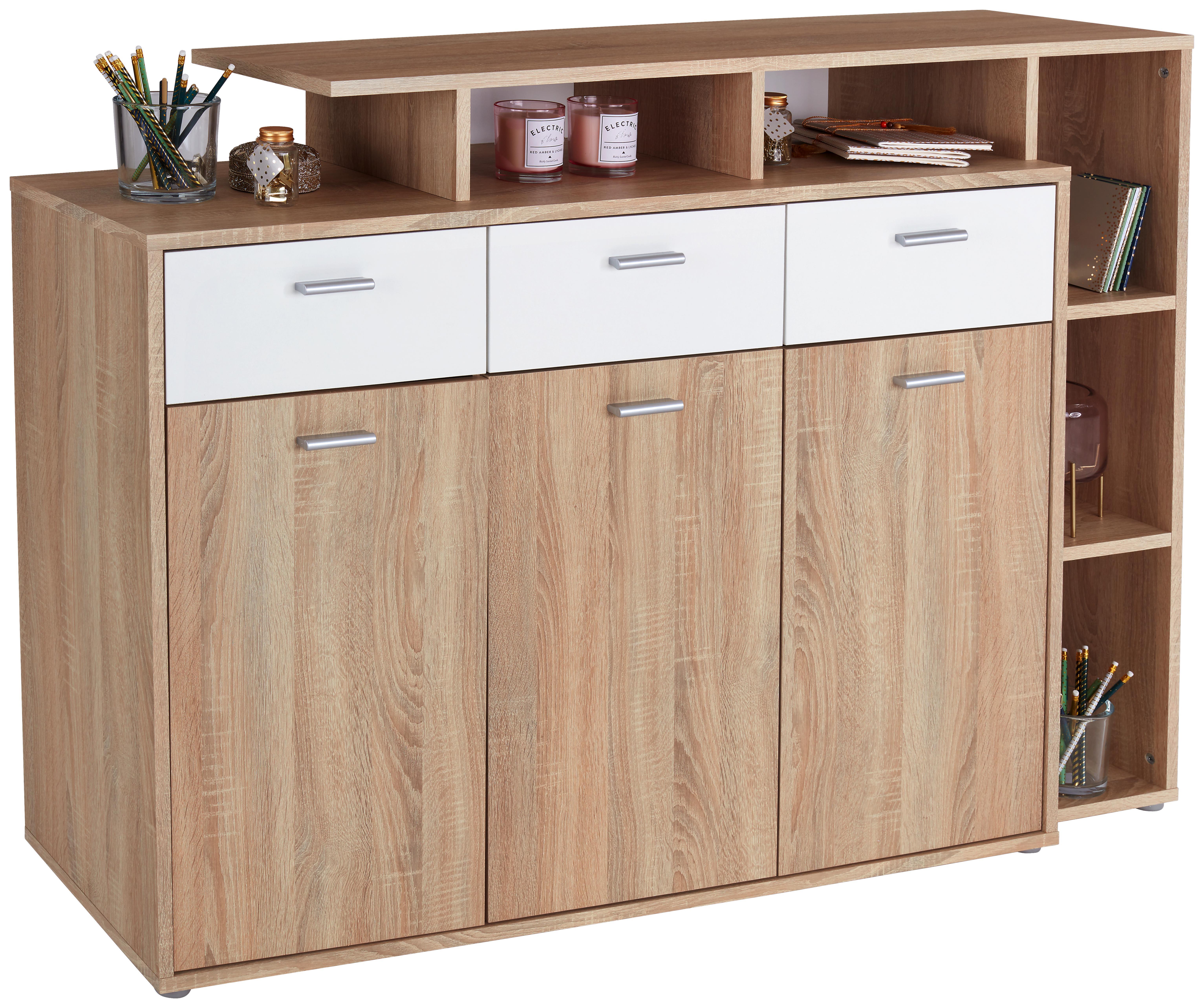 Komód Tom - Sonoma tölgy/Fehér, modern, Fa (150/105/40cm)