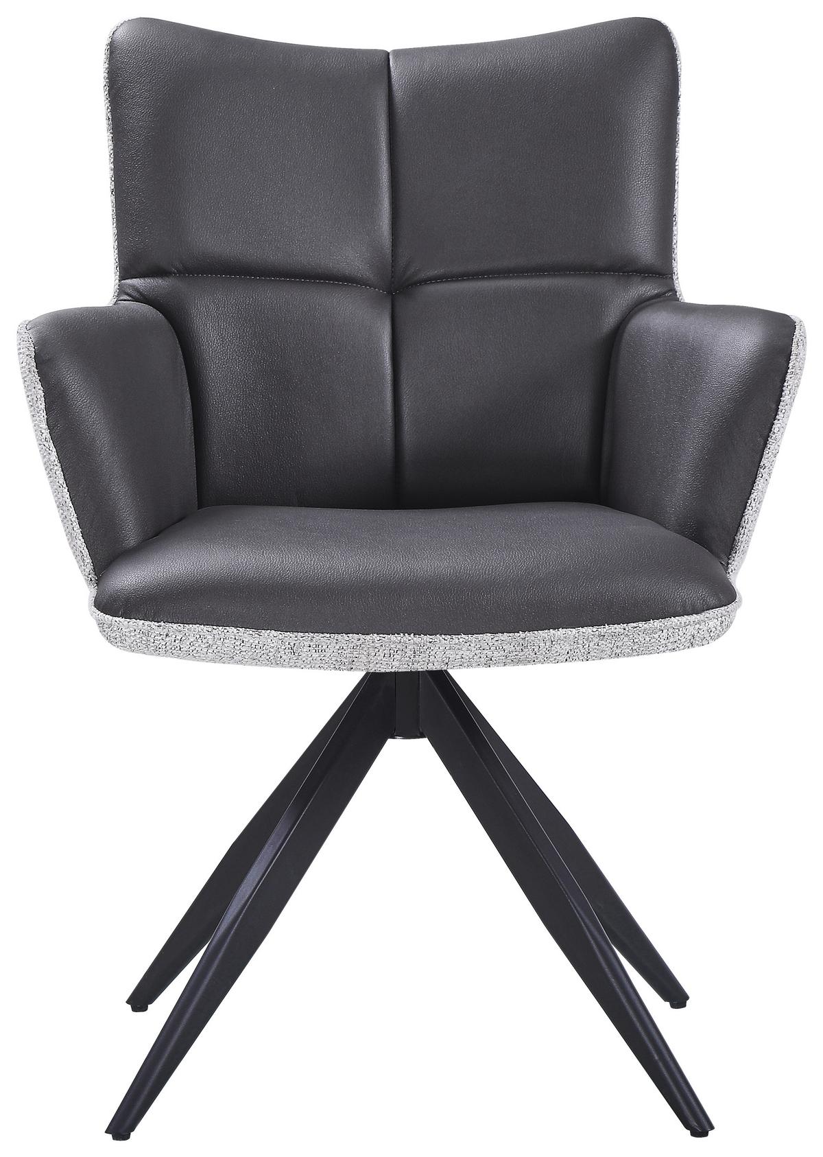 Armlehnstuhl Juno Hellgrau B: 65 cm - Hellgrau/Schwarz, MODERN, Textil/Metall (65/90/64cm) - Livetastic