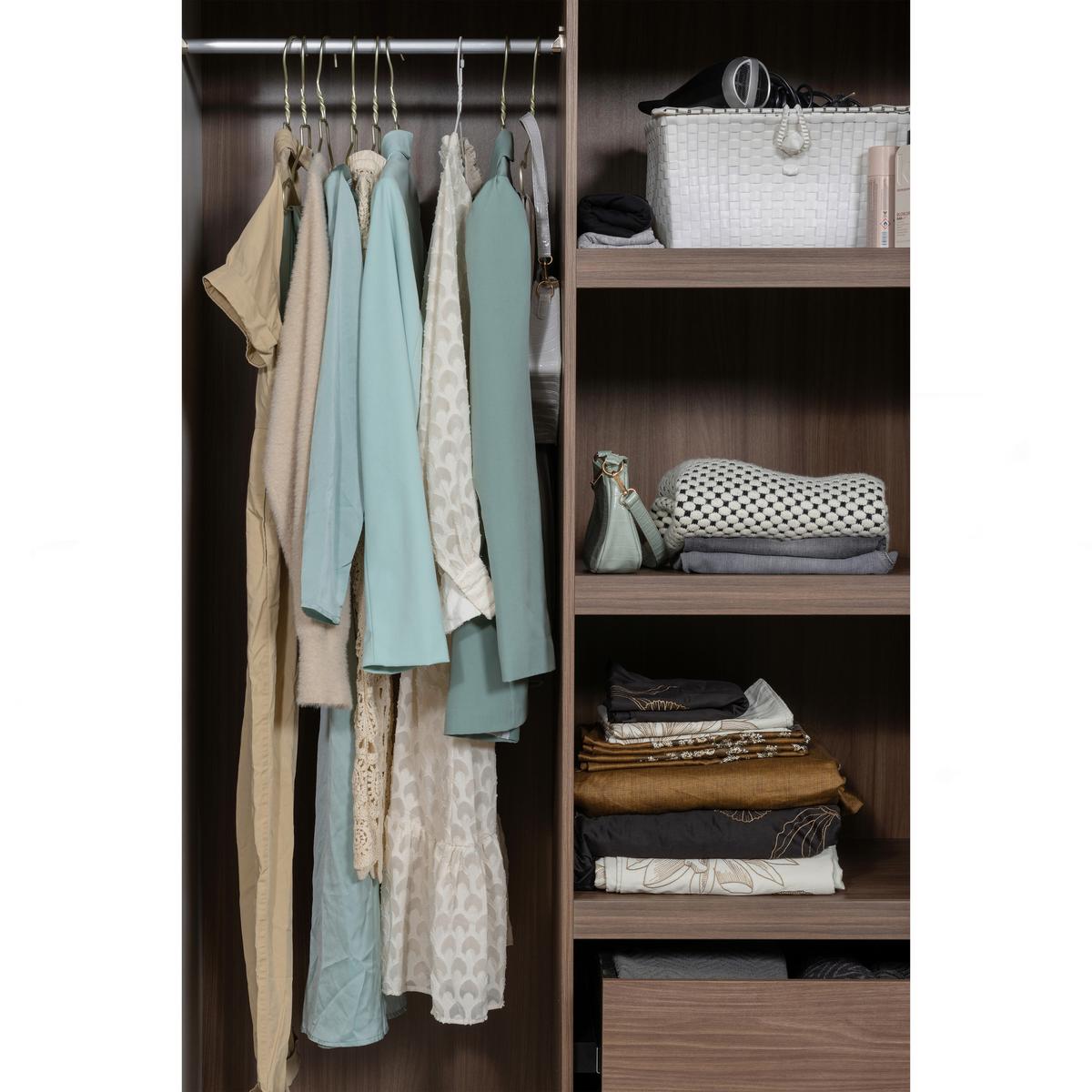 Drehtürenschrank Rens, Grau B: 110 cm - Walnussfarben/Grau, Design, Holz (110/210/58cm) - Livetastic