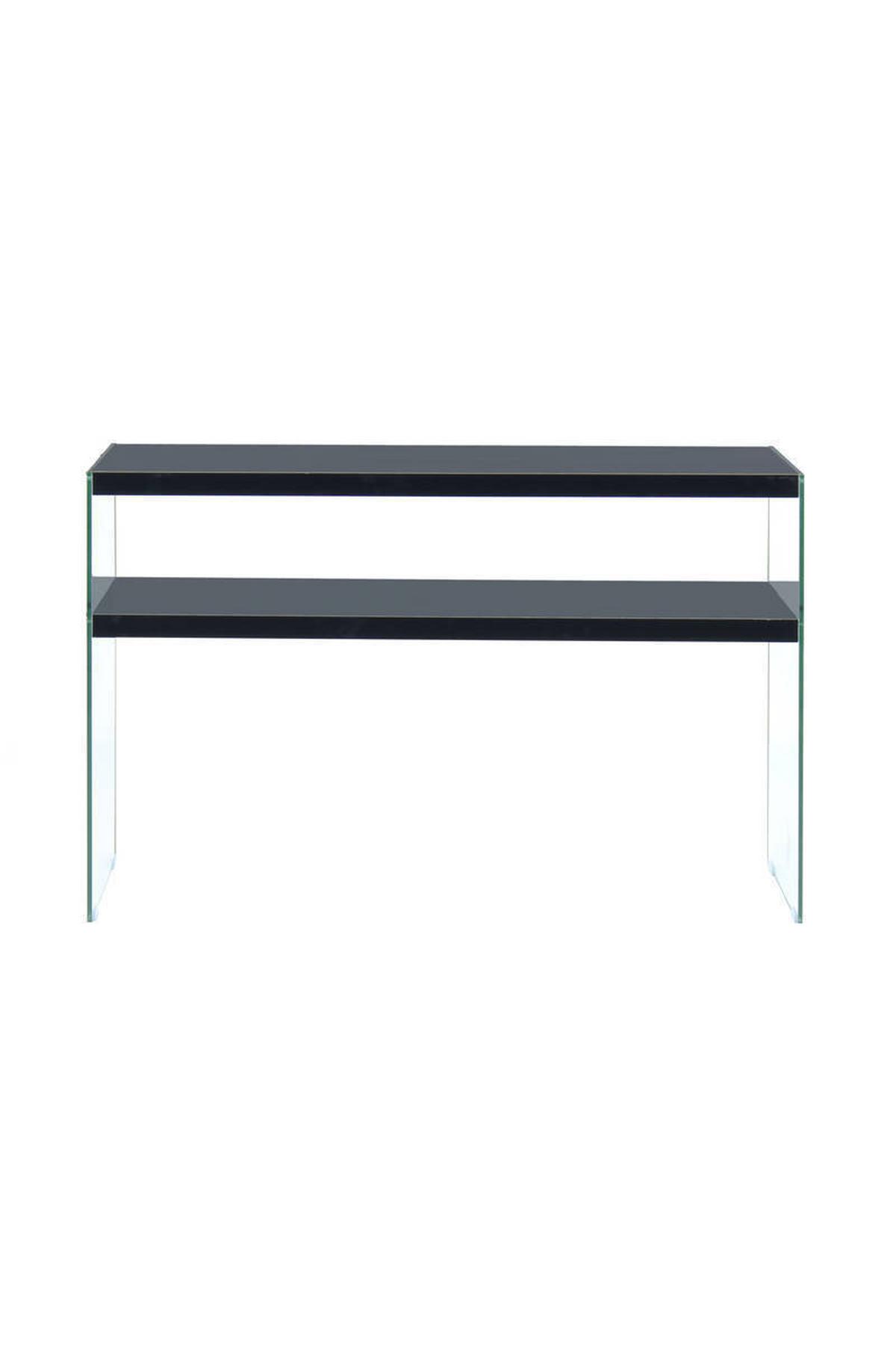 Beistelltisch mit Ablage Elementary Schwarz - Klar/Schwarz, Basics, Glas/Holzwerkstoff (32/110/75cm) - Kayoom