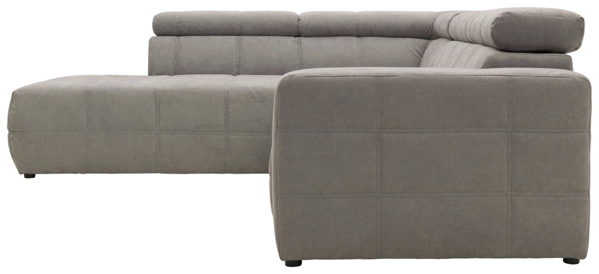 Ecksofa Mit Sitztiefen- Verstellung Brandon Silbern - Silberfarben/Schwarz, Design, Textil (228/275cm) - MID.YOU