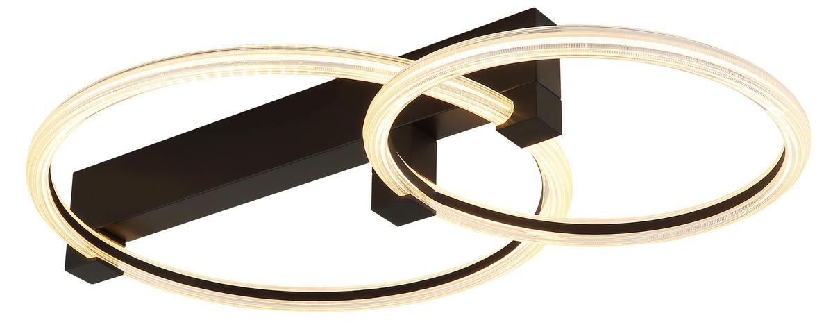 Deckenventilator inkl. 1x LED 230V, 24W, ca. 58x38x114,5 cm - Transparent/Schwarz, Design, Kunststoff/Metall (58/38/11,5cm) - Globo