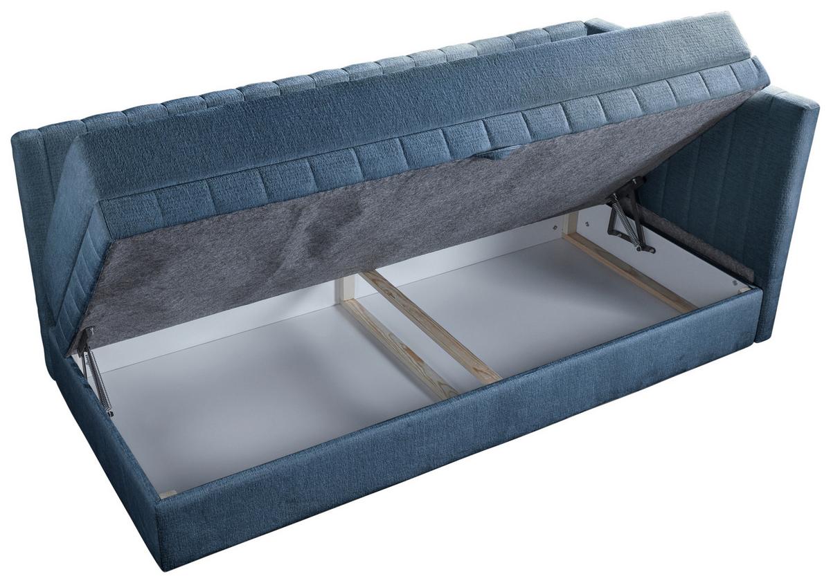 Schlafsofa Roma Chenille Blau, B: 212cm - Blau/Schwarz, Design, Textil (212/83/99cm) - MID.YOU