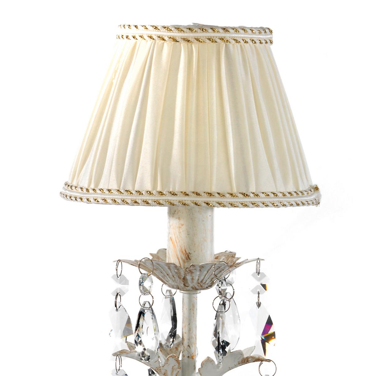 Kristall-Tischleuchte 4669/L - Weiß, Natur, Glas/Textil (16/40cm)