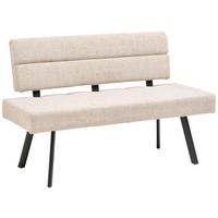 Sitzbank Paros mit Lehne Beige, B: 140 cm - Beige/Schwarz, KONVENTIONELL, Textil/Metall (140/88/62cm) - MID.YOU