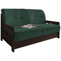 Schlafsofa Camino Nussbaumfarben/Dgrün B: 154 cm - Dunkelgrün/Nussbaumfarben, MODERN, Holz/Textil (154/88/90cm) - Livetastic