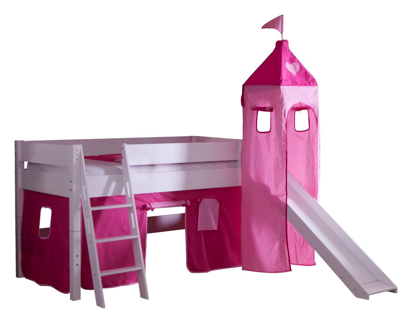 Spielbett Kim 90x200 cm Buche Massiv - Pink/Rosa, Design, Holz (90/200cm)