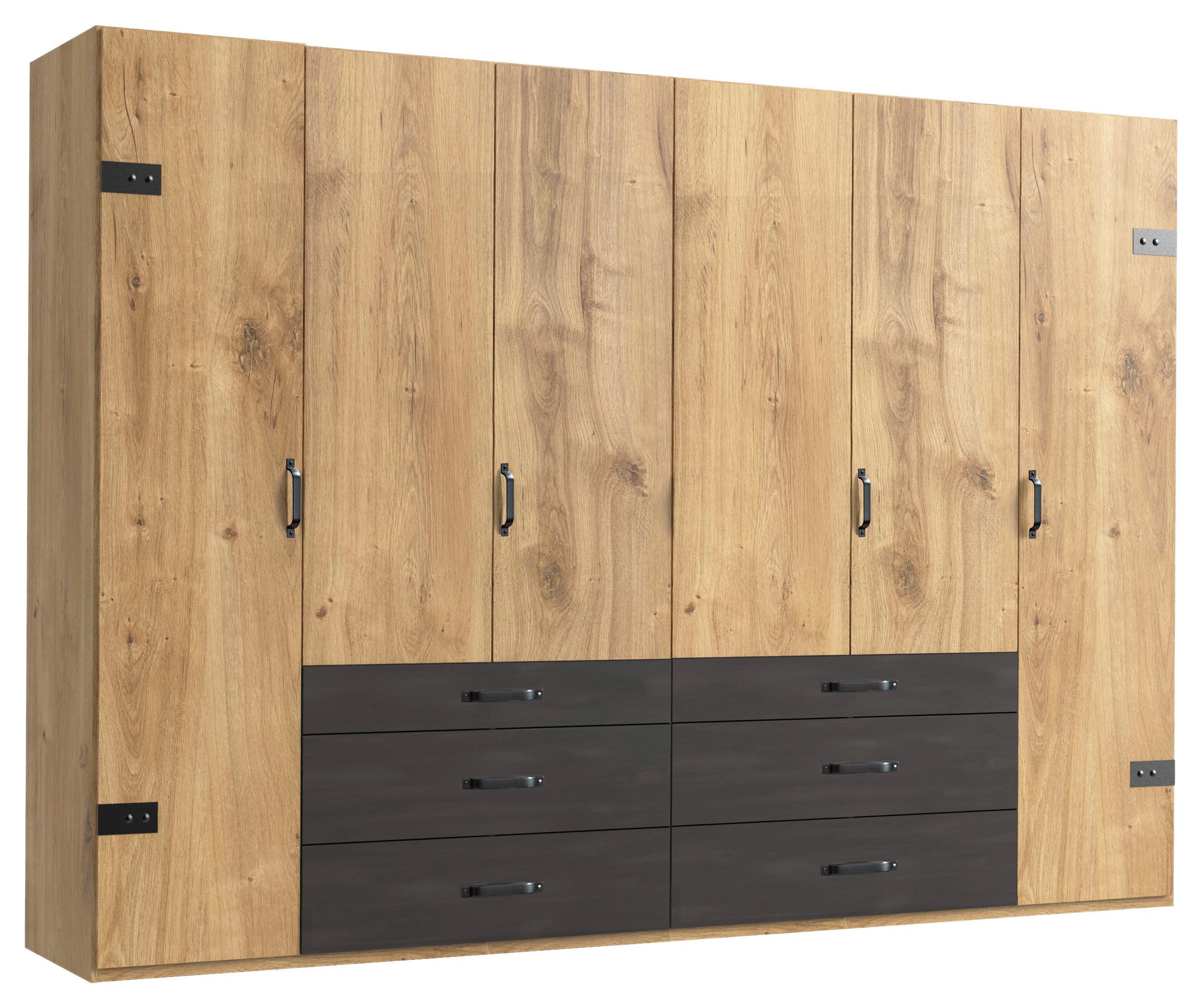 Drehtürenschrank mit Laden 300cm Detroit, Eiche/Graphit