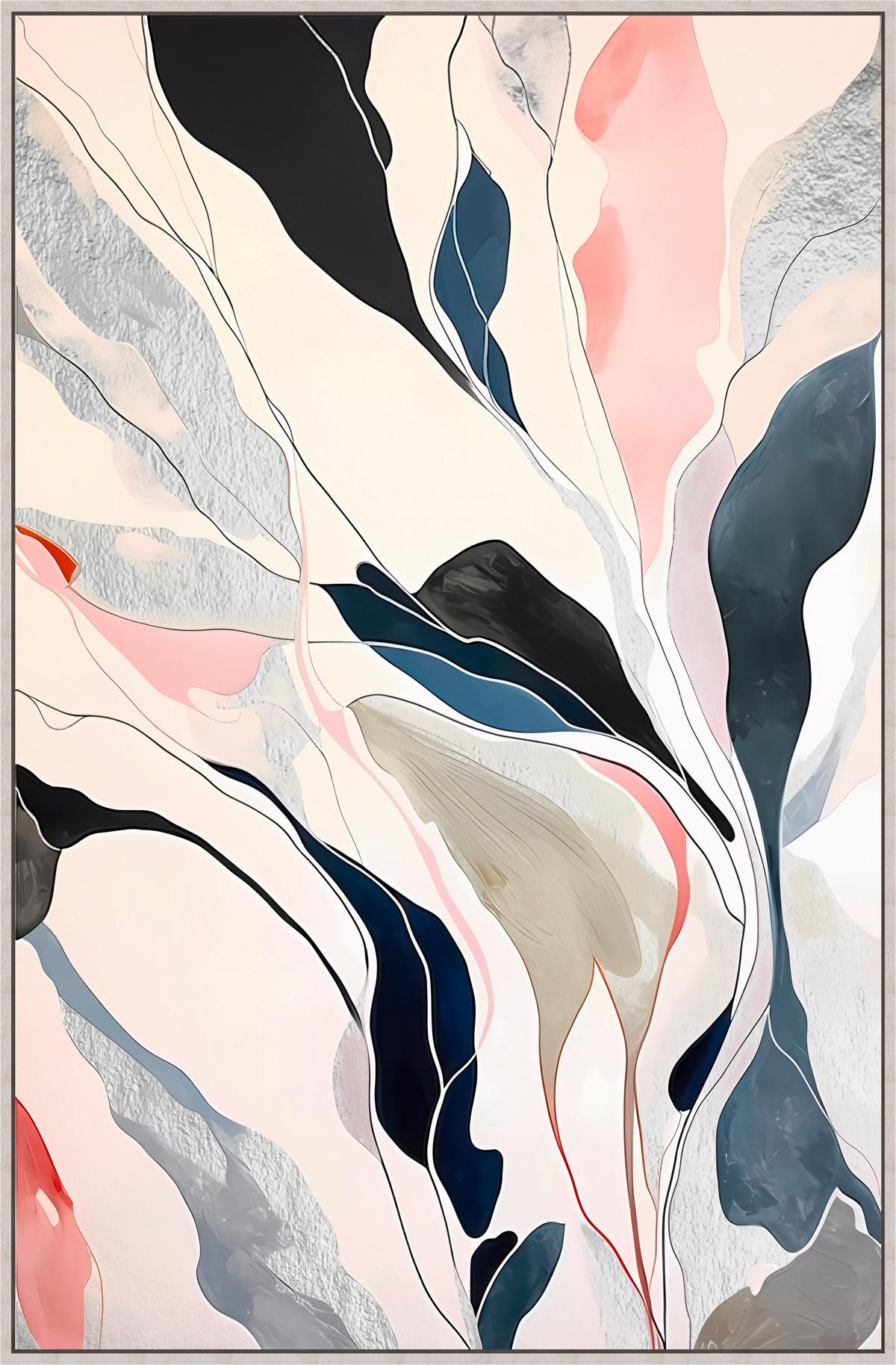 Obraz na plátně LOTTA, 60x90cm - bílá/modrá, Moderní, kompozitní dřevo/textil (60/90cm) - Premium Living