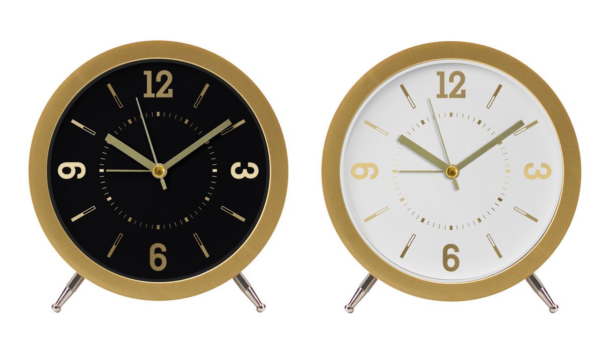 Ébresztőóra Andrea - fekete/aranyszínű, Konventionell, műanyag/Üveg (15,3/3,7/15.7cm) - Luca Bessoni