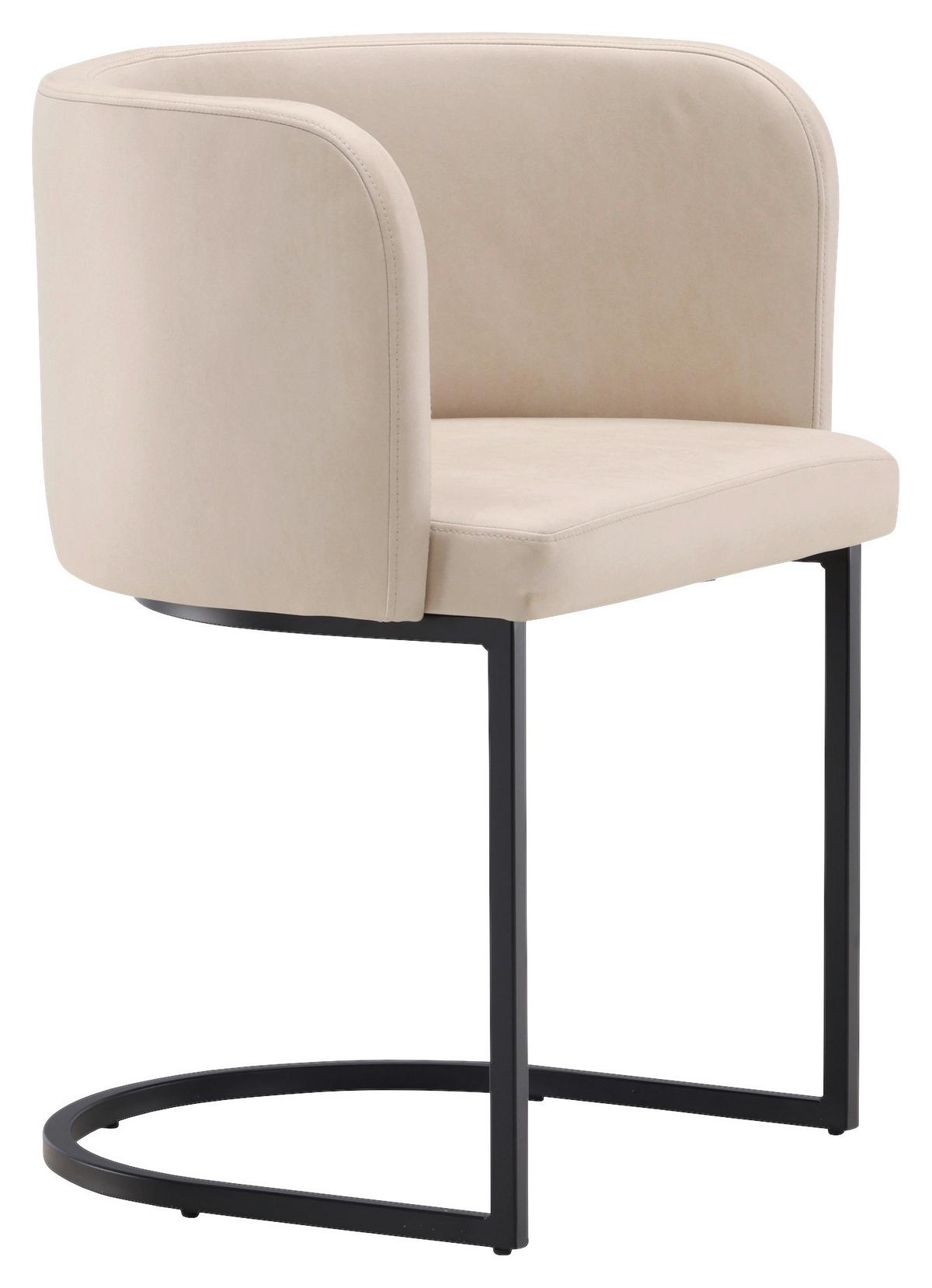 Stuhl Simrishamn - Beige/Schwarz, Design, Kunststoff/Textil (58/75/60cm) - Livetastic