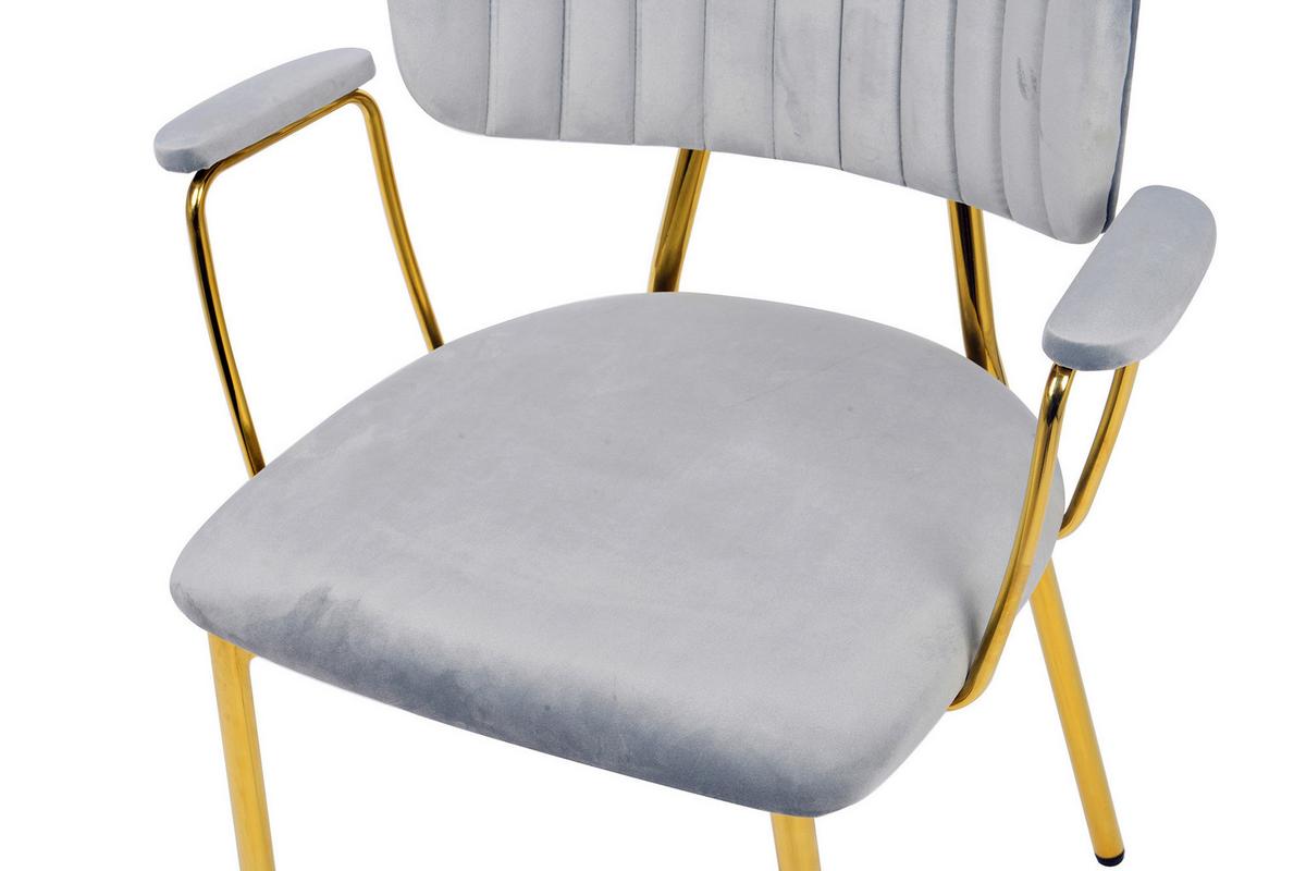 SADA STOLIČIEK S PODRÚČKAMI KIAN - sivá/zlatá, Modern, kov/textil (63/80/51cm) - MID.YOU