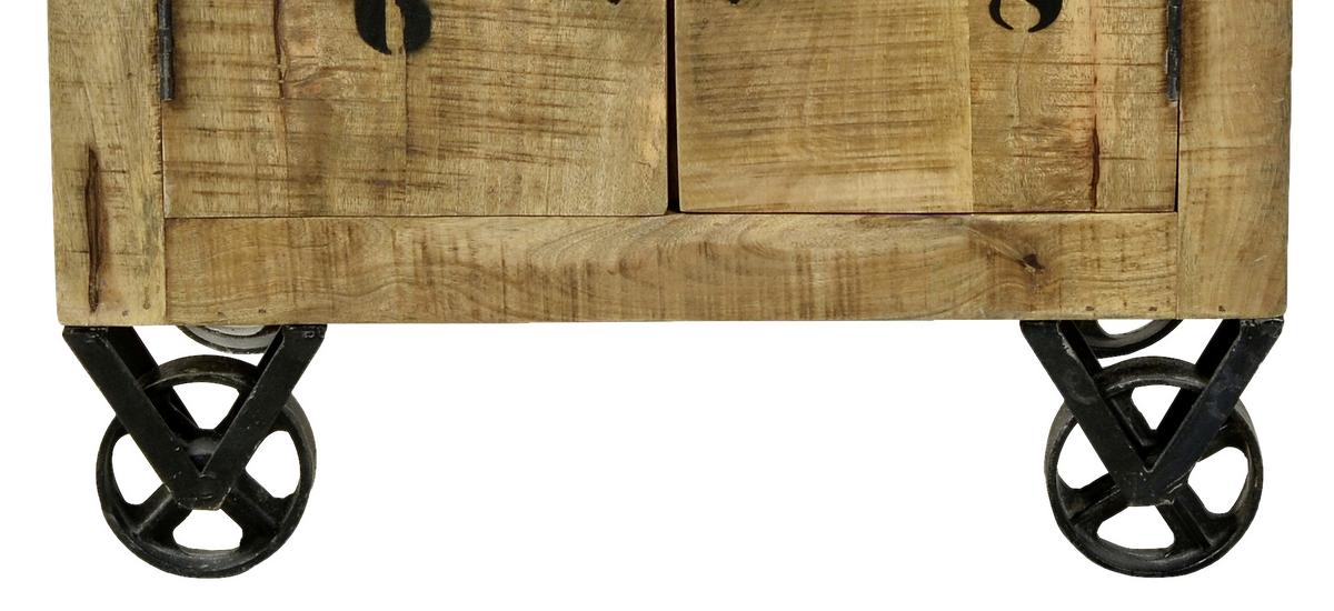 Unterschrank Echtholz Brion B: 66 Cm, Mangoholz - Schwarz/Naturfarben, Basics, Holz (66/61/43cm) - MID.YOU