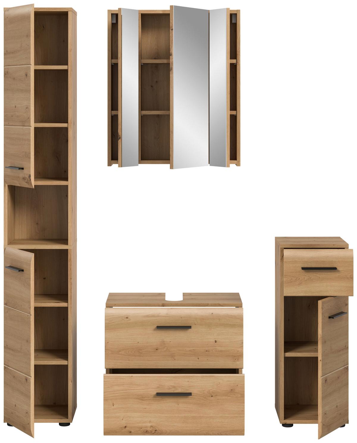 Badezimmer Ice Eiche Artisan Dekor B: 120cm - Schwarz/Eiche Artisan, Basics, Holzwerkstoff (120cm) - MID.YOU