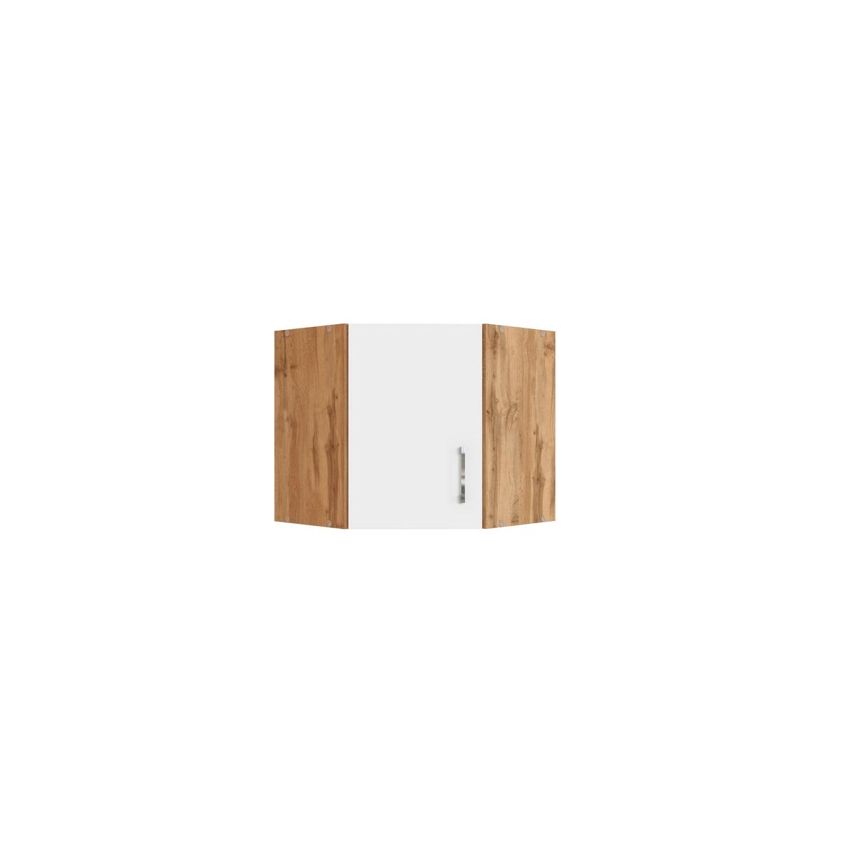 Eckhängeschrank B: 60 cm Eiche Dekor/Weiß 1 Drehtüre - Eiche Wotan/Weiß, MODERN, Holzwerkstoff (60/57/60cm) - Held