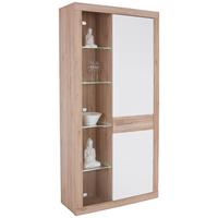 VITRÍNA MALTA - bílá/barvy dubu, Moderní, plast (96/197/35cm)