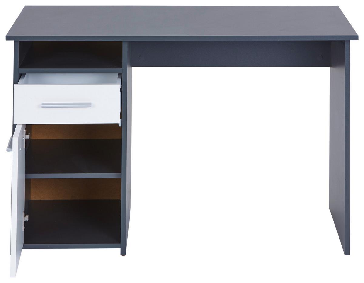 Schreibtisch mit Stauraum B 110 cm H 74cm Palermo - Anthrazit/Weiß, MODERN, Holzwerkstoff (110/74/60cm)