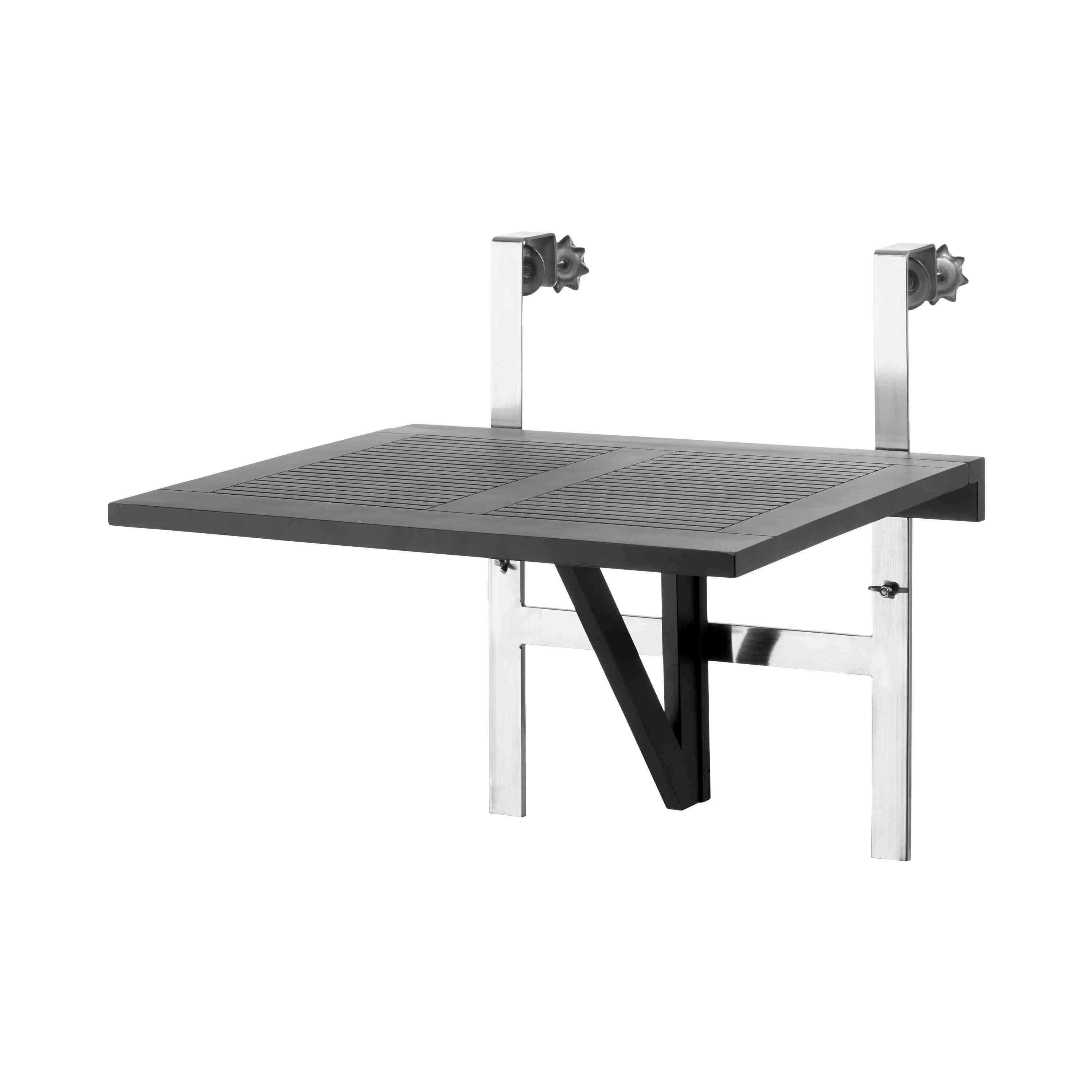 Balkonhängetisch höhenverstellbar Holz L 60 cm - Schwarz, Natur, Holz (60/54/70cm) - Gardenson