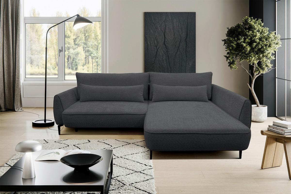 Ecksofa Abriamo Dunkelgrau 273x204 Cm - Dunkelgrau/Creme, Design, Textil (273/204cm) - MID.YOU