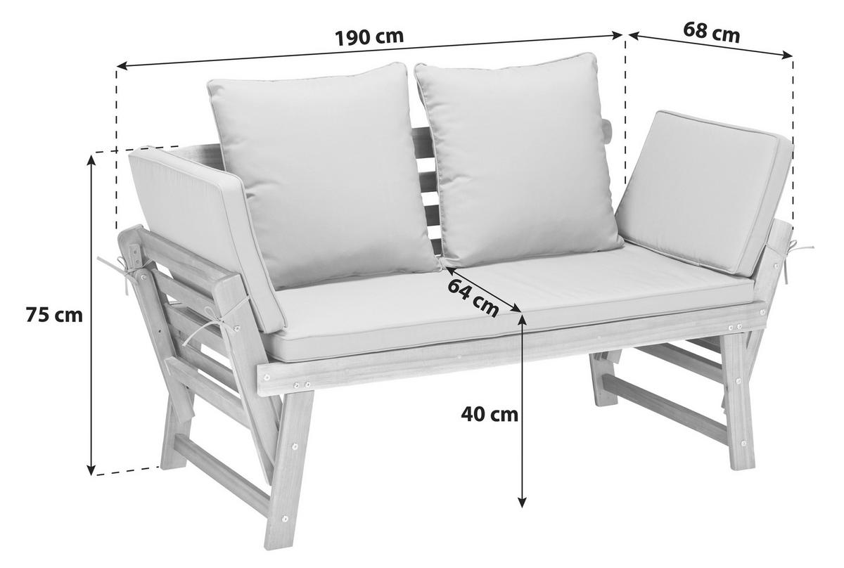 Kerti Pad Bali - akáciaszínű/szürke, Modern, textil/fa (190/75/68cm) - James Wood