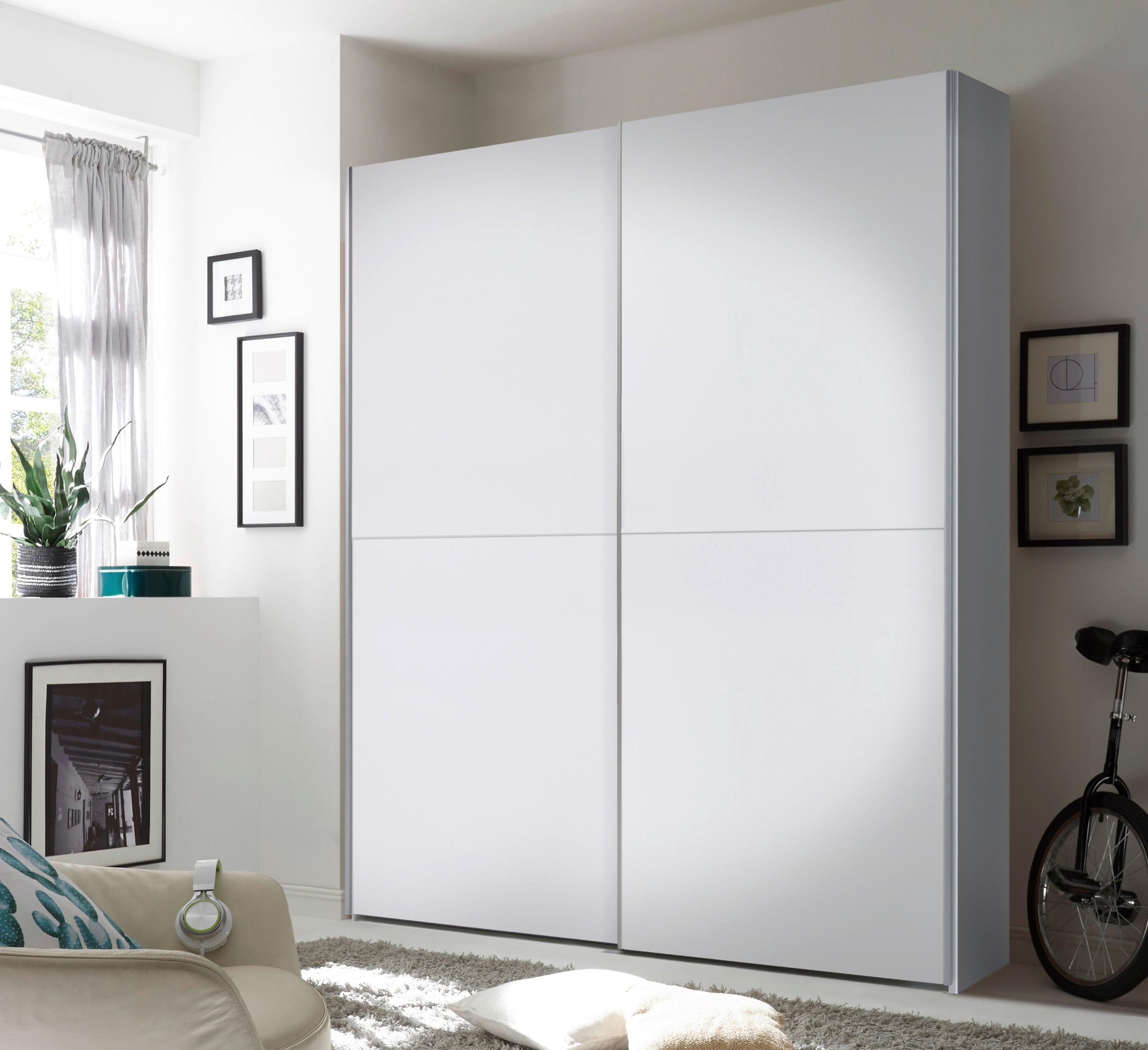 Schwebetürenschrank Time B: 170 cm Weiß - Weiß, MODERN (170/195/57,5cm) - P & B