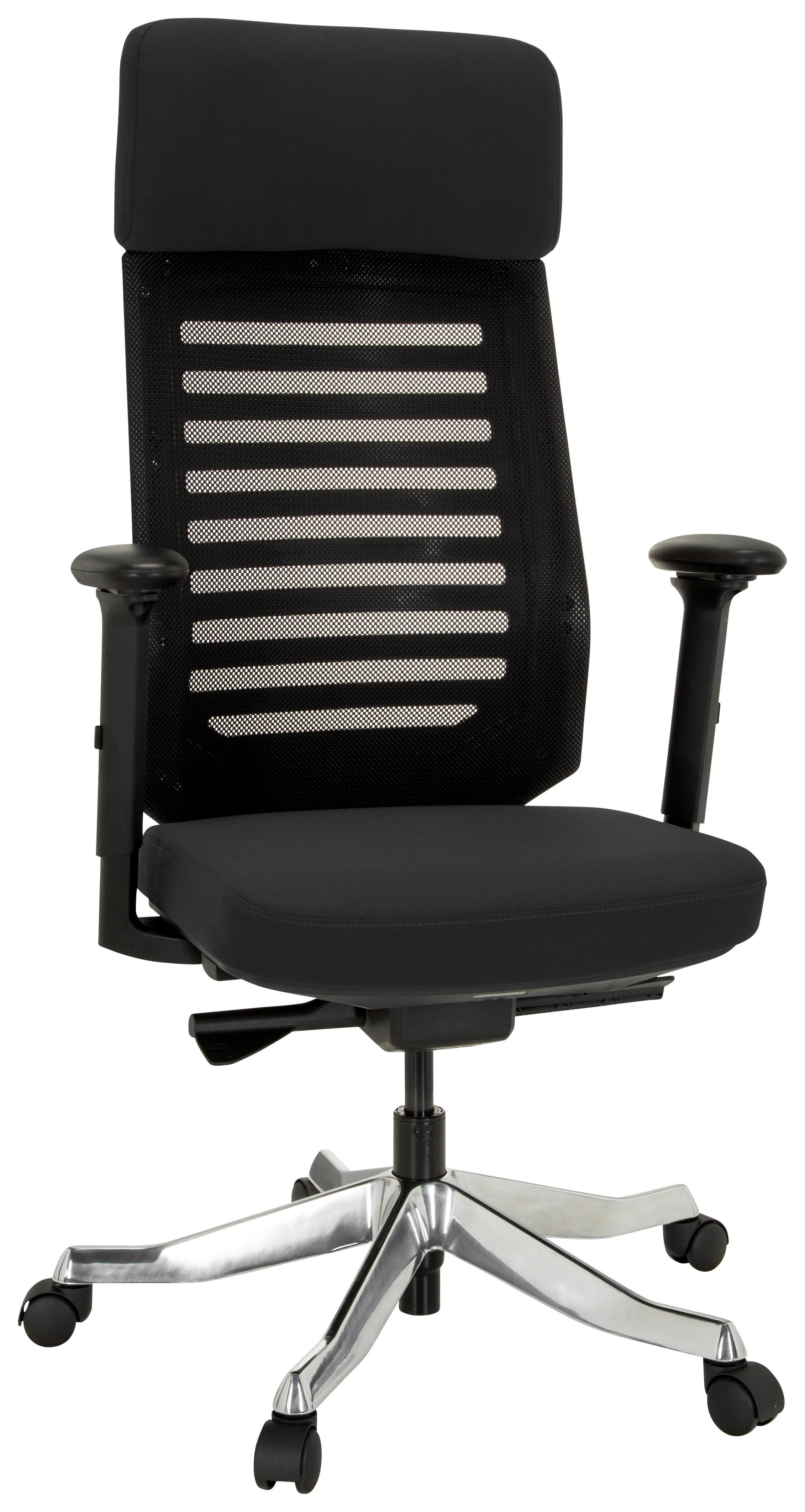 Drehstuhl Asgon Schwarz - Alufarben/Schwarz, MODERN, Kunststoff/Textil (68/119/55cm) - MID.YOU