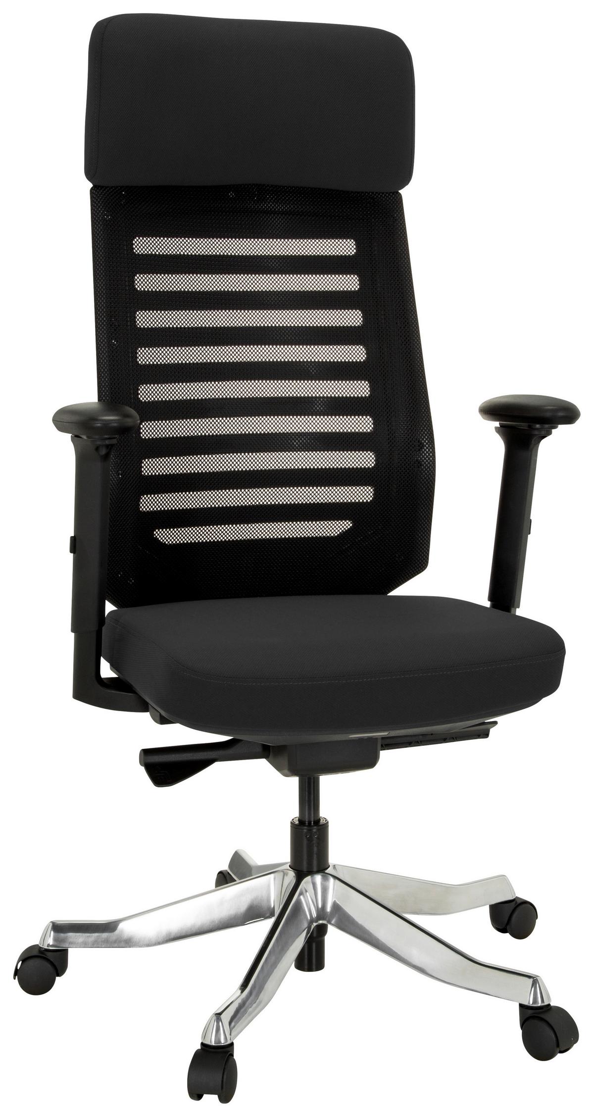 Drehstuhl Asgon Schwarz - Alufarben/Schwarz, MODERN, Kunststoff/Textil (68/119/55cm) - MID.YOU