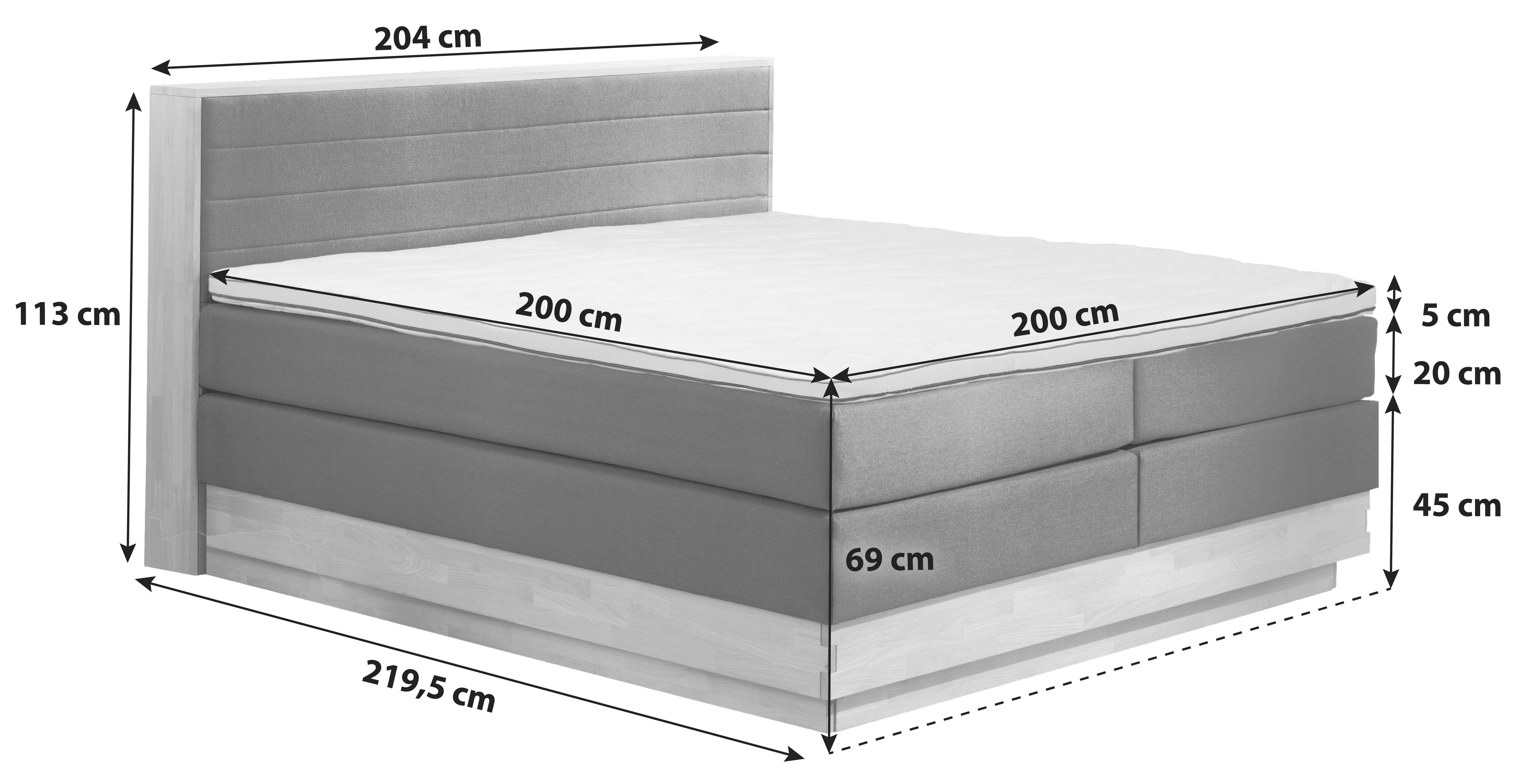 Boxspringbett H2xh3 mit Topper Bettkasten 200x200 cm Moneta