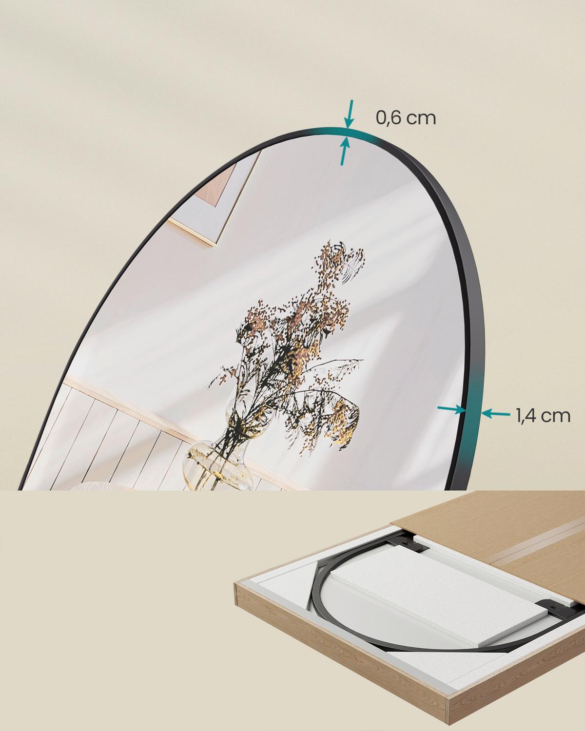 Wandspiegel Schwarz B: 40 cm - Schwarz, Basics, Glas/Metall (40/120/1,3cm)